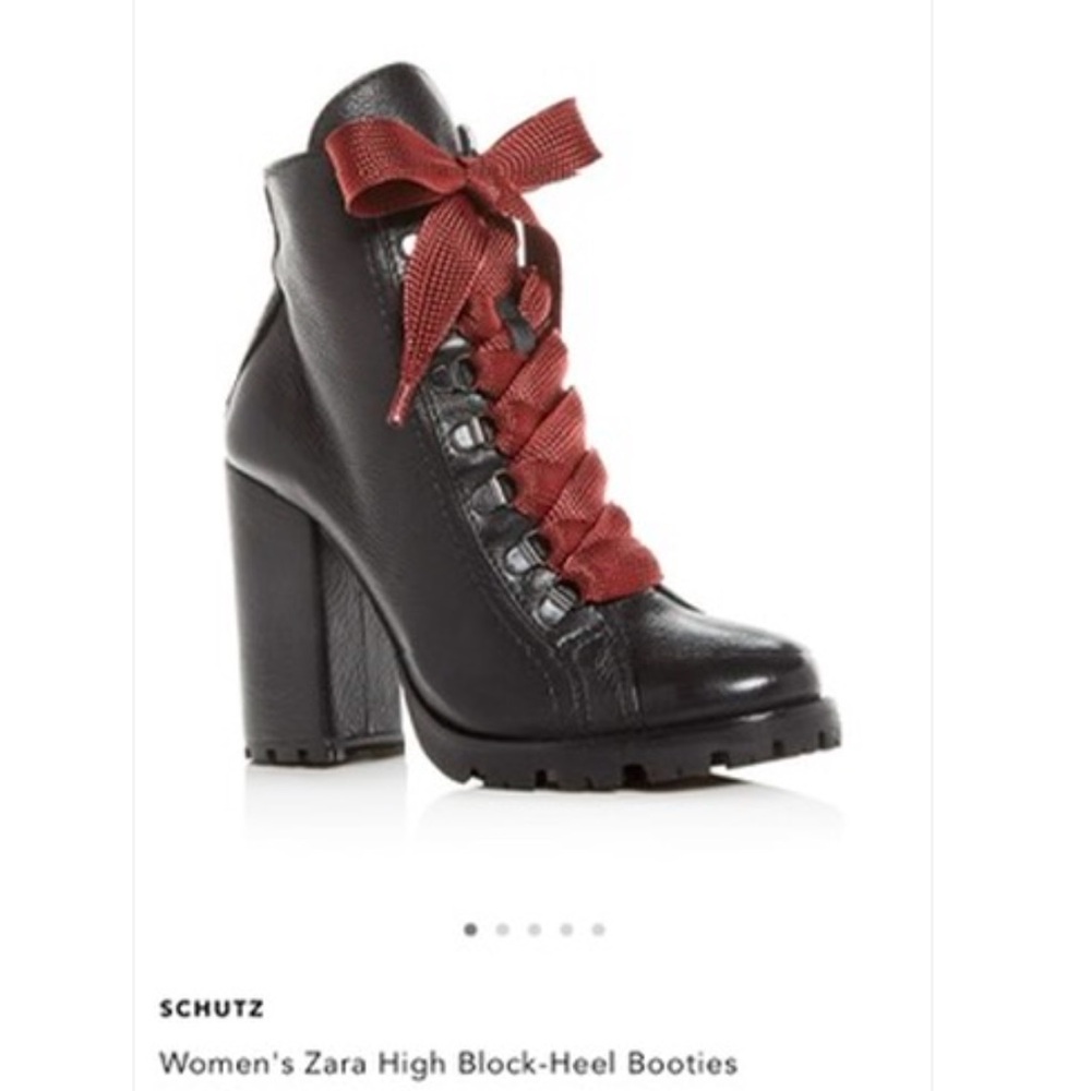 SCHUTZ. Woman’s “ZARA” black leather boots, 
Box,dust bag & black laces New